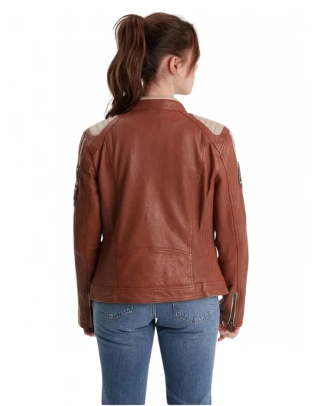 PALLAS Cuir Boutique -PALLAS Cuir Boutique veste en cuir femme daytona ref 59474 marron 2 1