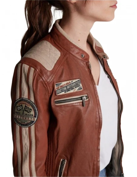 PALLAS Cuir Boutique -PALLAS Cuir Boutique veste en cuir femme daytona ref 59474 marron 4 1