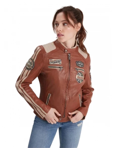 PALLAS Cuir Boutique -PALLAS Cuir Boutique veste en cuir femme daytona ref 59474 marron 6