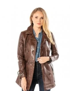 Veste Trench En Cuir Femme Daytona Ref 31724 Bison